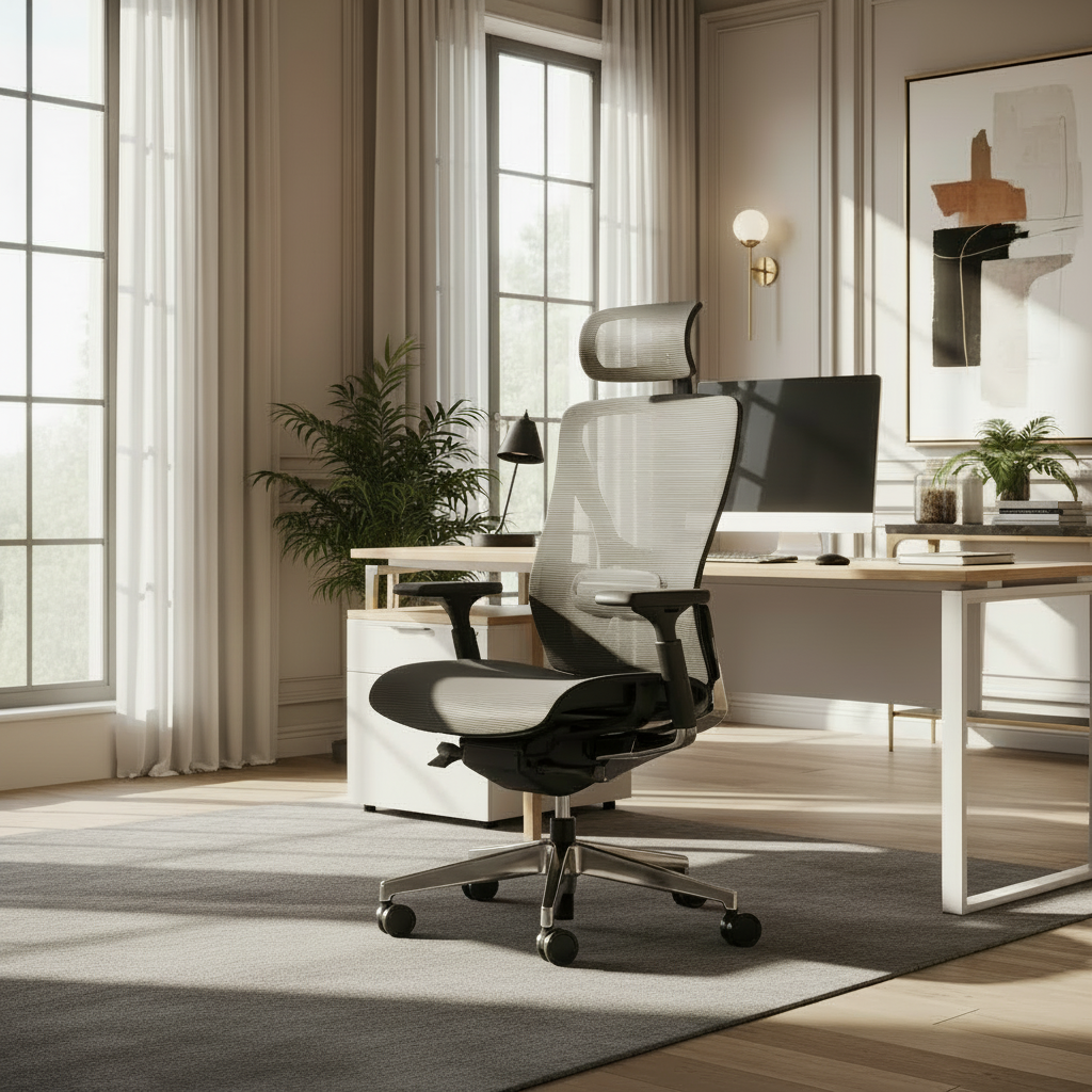 cadeira de escritório ergonômica, cadeira giratória ergonômica com regulagens, cadeira ergonômica para escritório, cadeira corporativa, móveis para escritório, cadeira giratória moderna, design de interiores corporativo, ergonomia no trabalho, NR17, mobiliário escritório, produtividade no trabalho, conforto no escritório, saúde ocupacional, Interiores Corporativos,